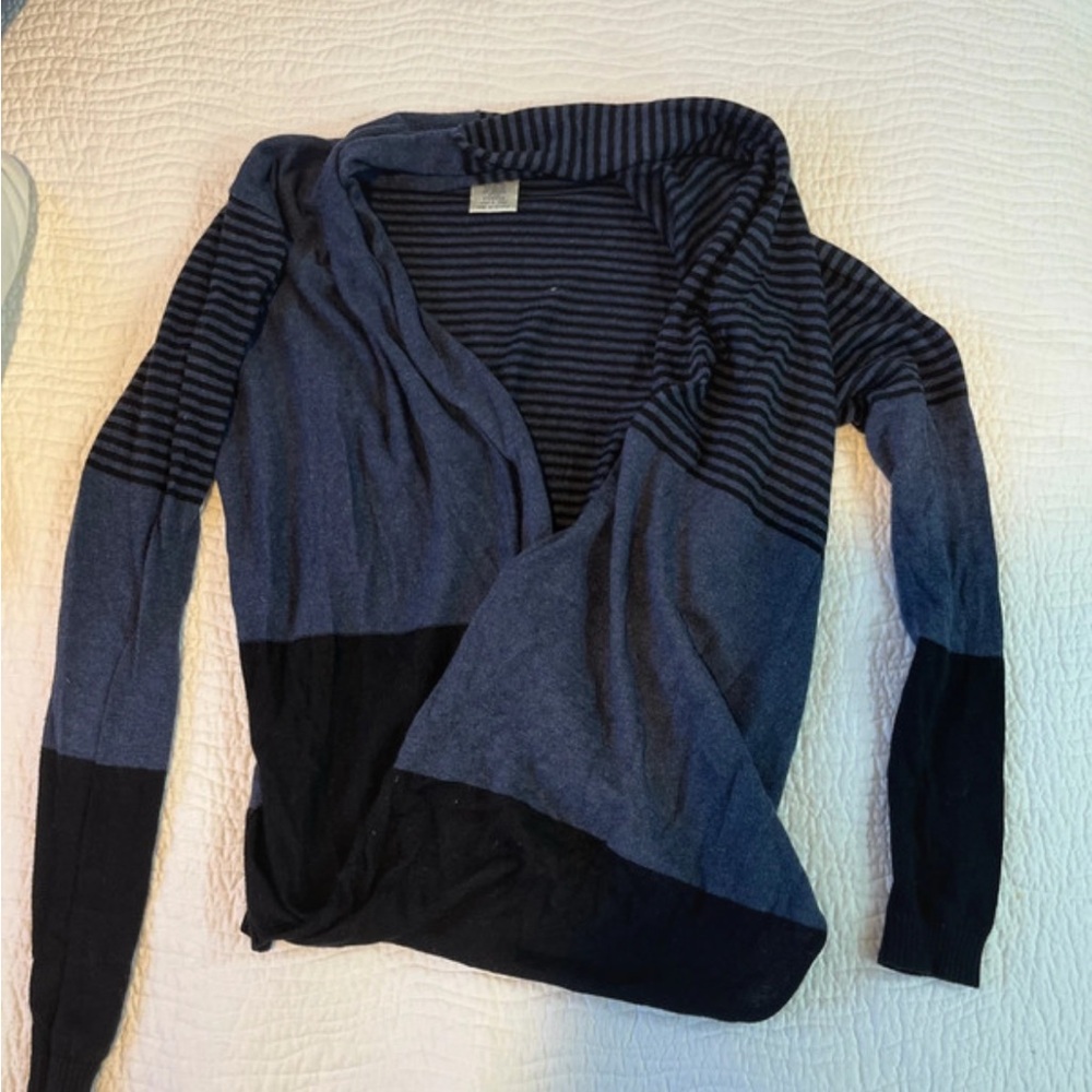 Max Studio Blue and Black Striped Sweater